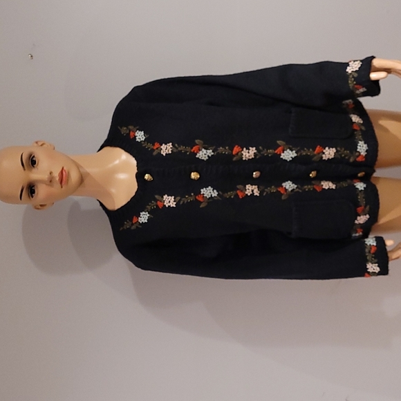 Vintage Sweaters - Vintage 100% wool navt button cardigan sweater size M